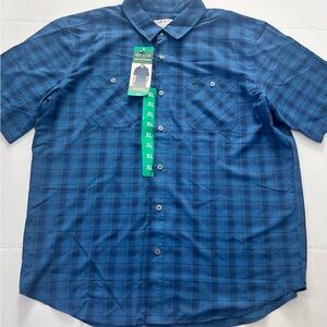 Orvis blue plaid lightweight cotton Men's Tech Shirt